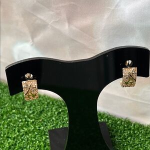 Gold-tone Pavé Rectangle Huggie Earrings - Women Jewelry